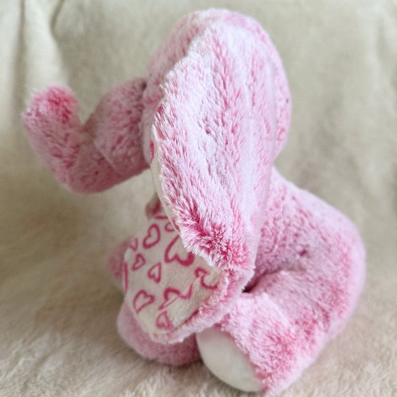 Aurora Pink Hearts Ears Elephant 10” Lots of Love Valentines Plush Stuffed Toy - Picture 2 of 6